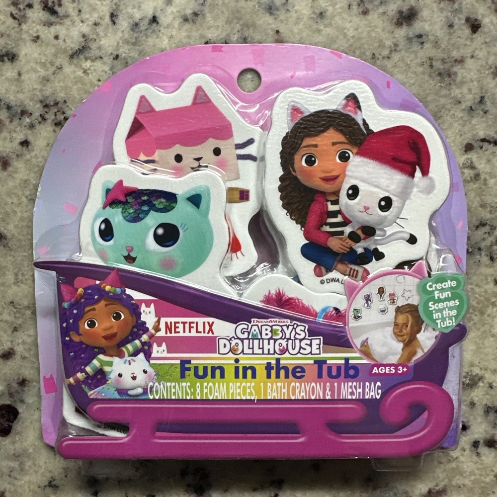 New Netflix Dreamworks Gabby's Dollhouse Fun In The Tub Foam Crayon Mesh Bag